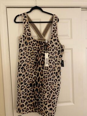 Express Leopard Print Mini Dress in Tan, Black, Cream